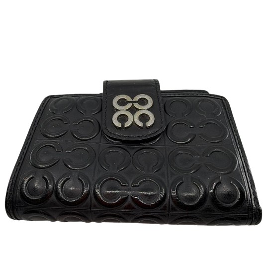 Coach Signature Embossed Black Patent Leather Wallet