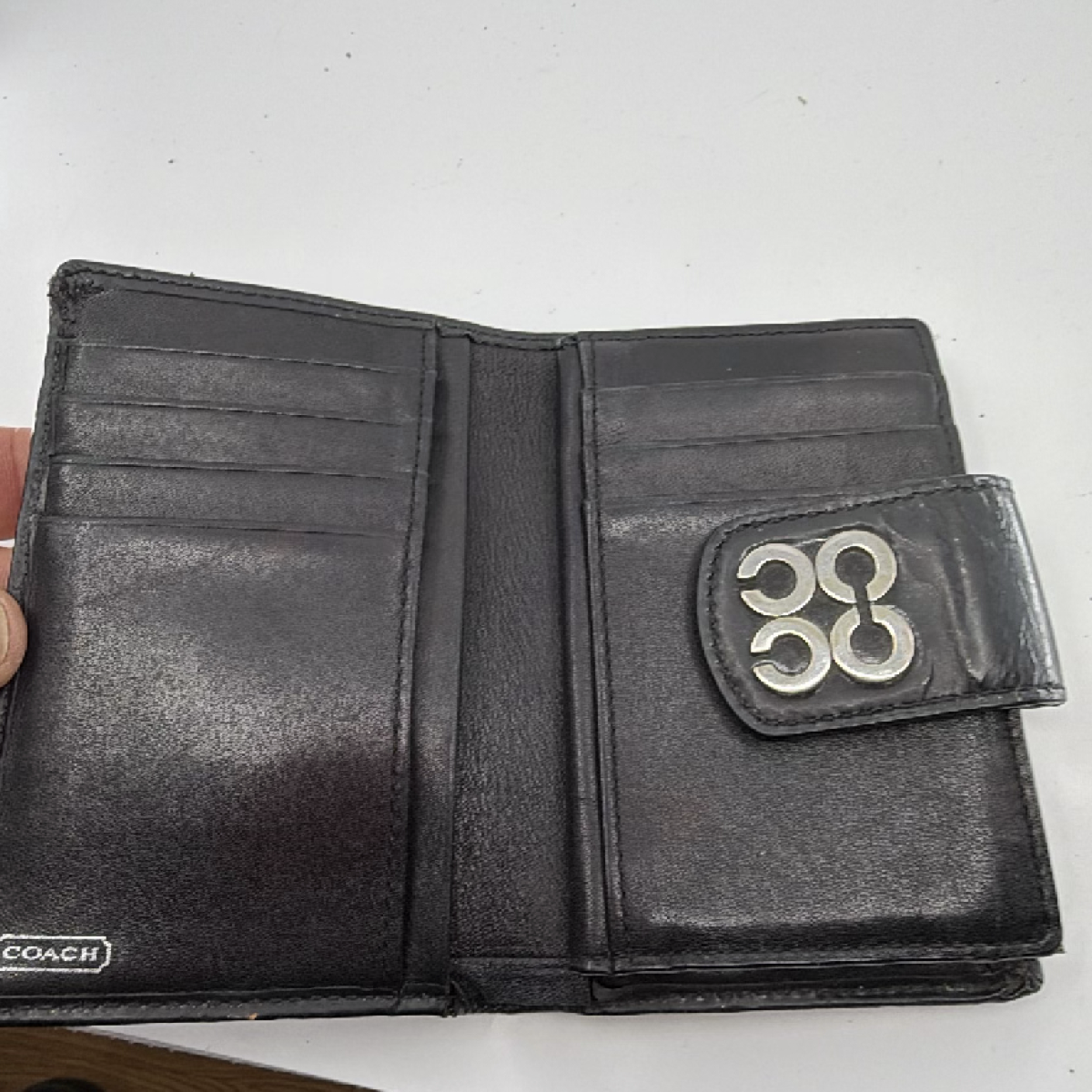 Coach Signature Embossed Black Patent Leather Wallet