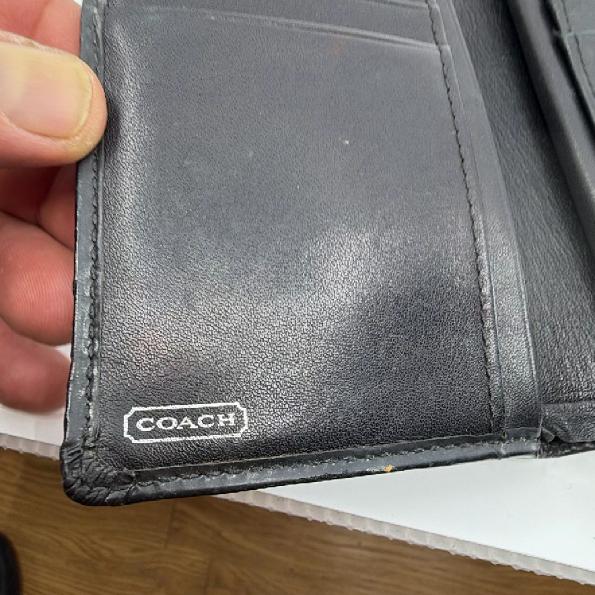 Coach Signature Embossed Black Patent Leather Wallet