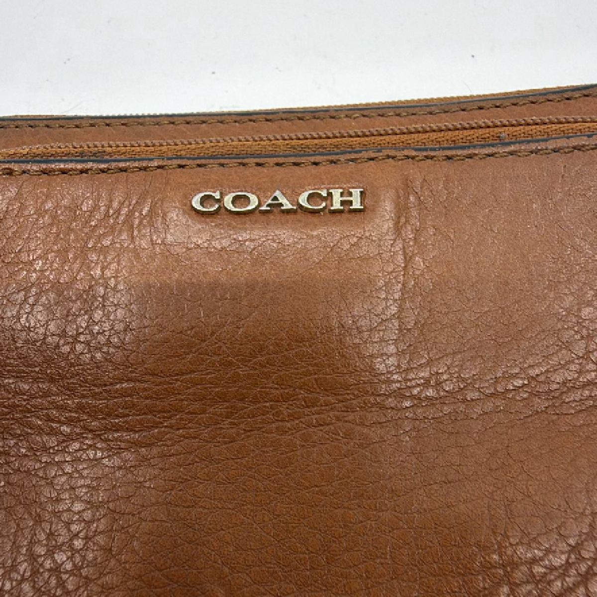 Coach Small Zip Pouch Brown Leather Coin Case