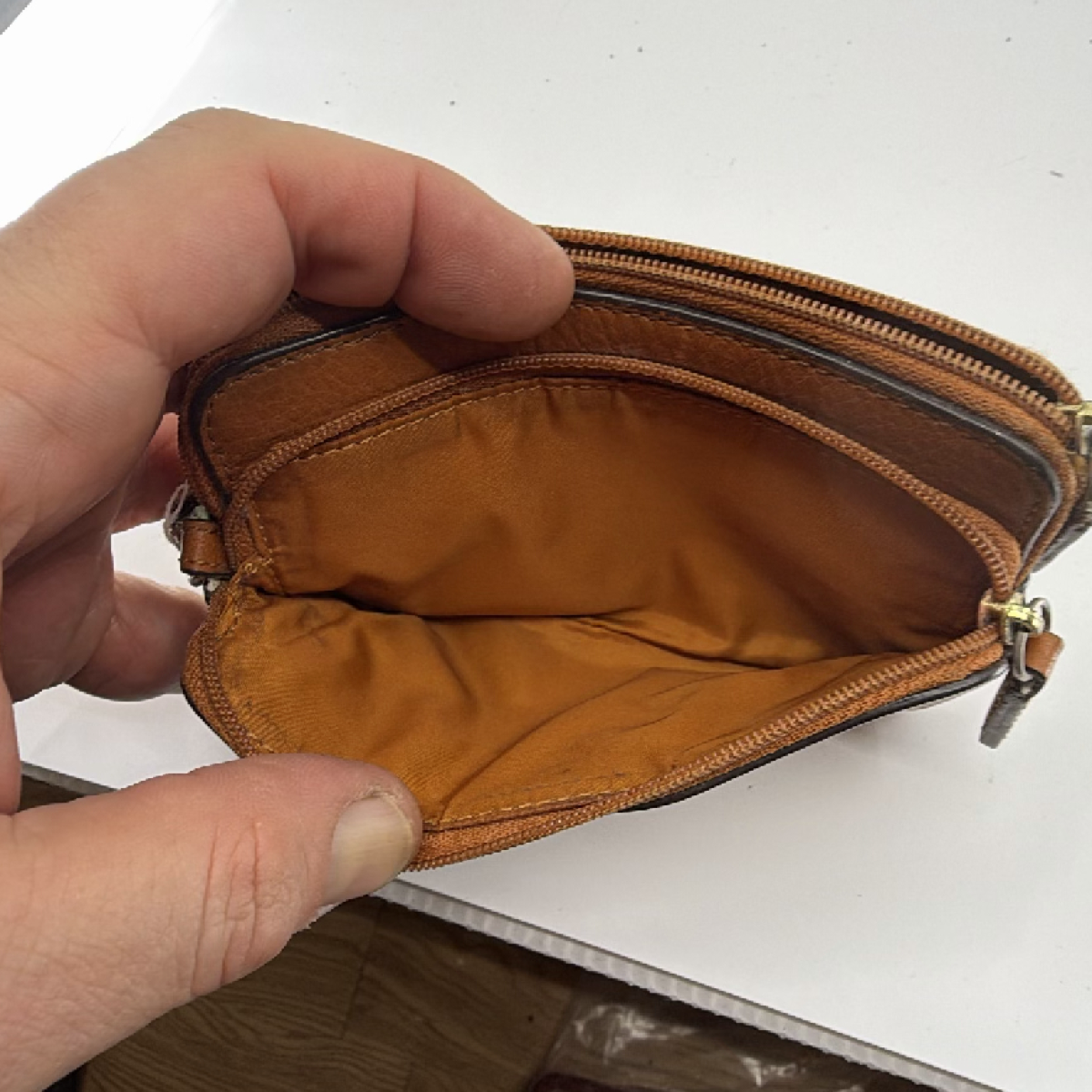 Coach Small Zip Pouch Brown Leather Coin Case