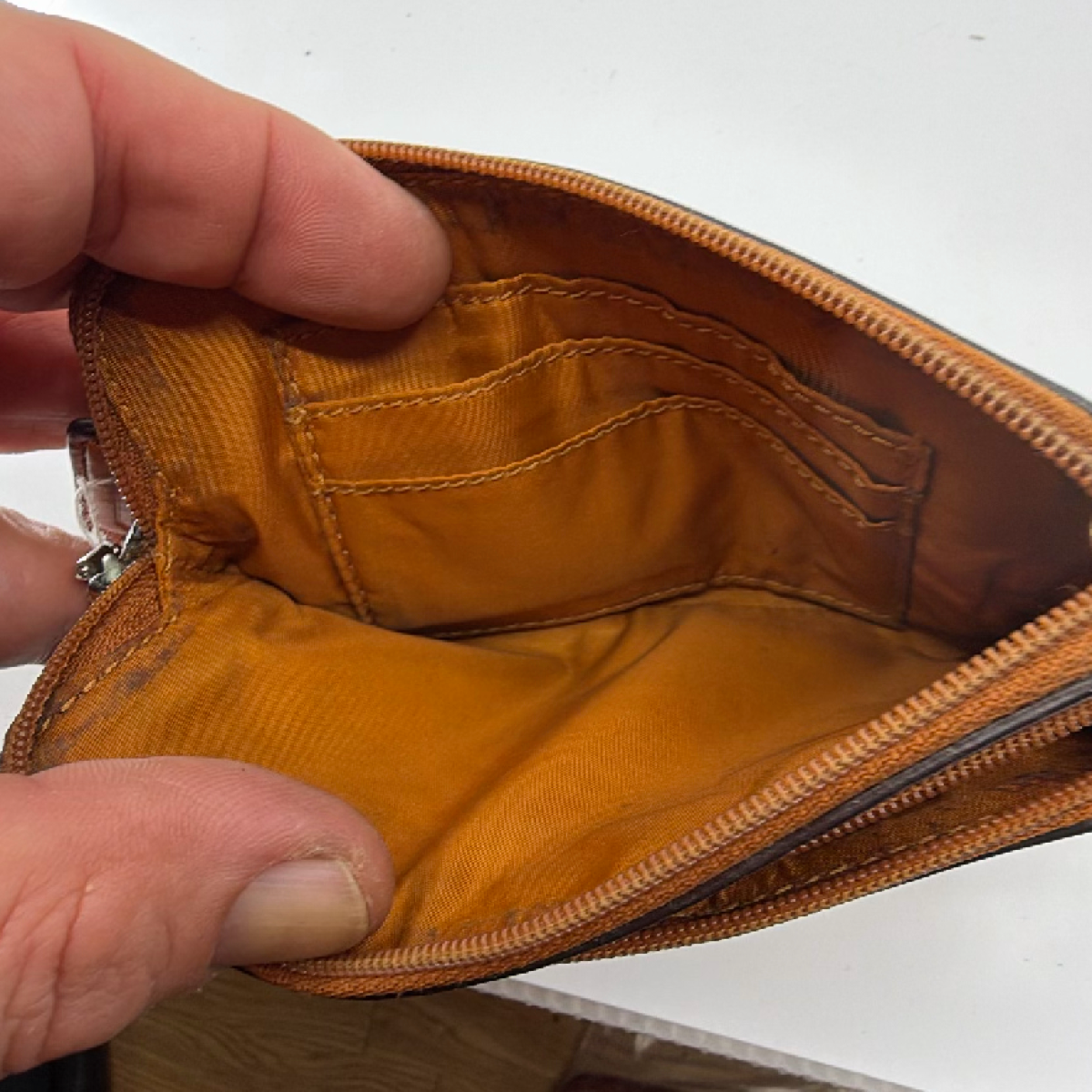Coach Small Zip Pouch Brown Leather Coin Case