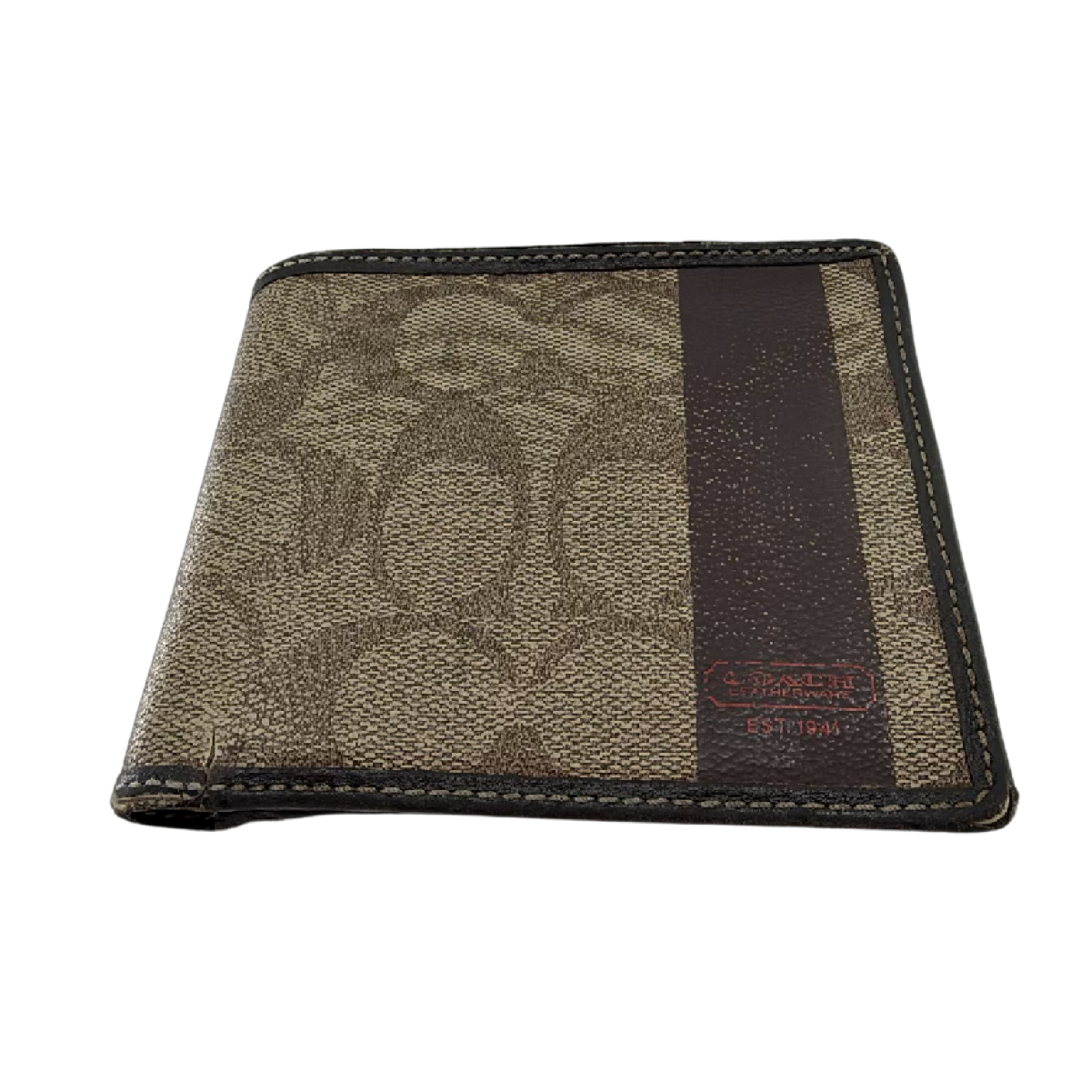 Coach Bifold Wallet Brown Signature Coated Canvas Wallet