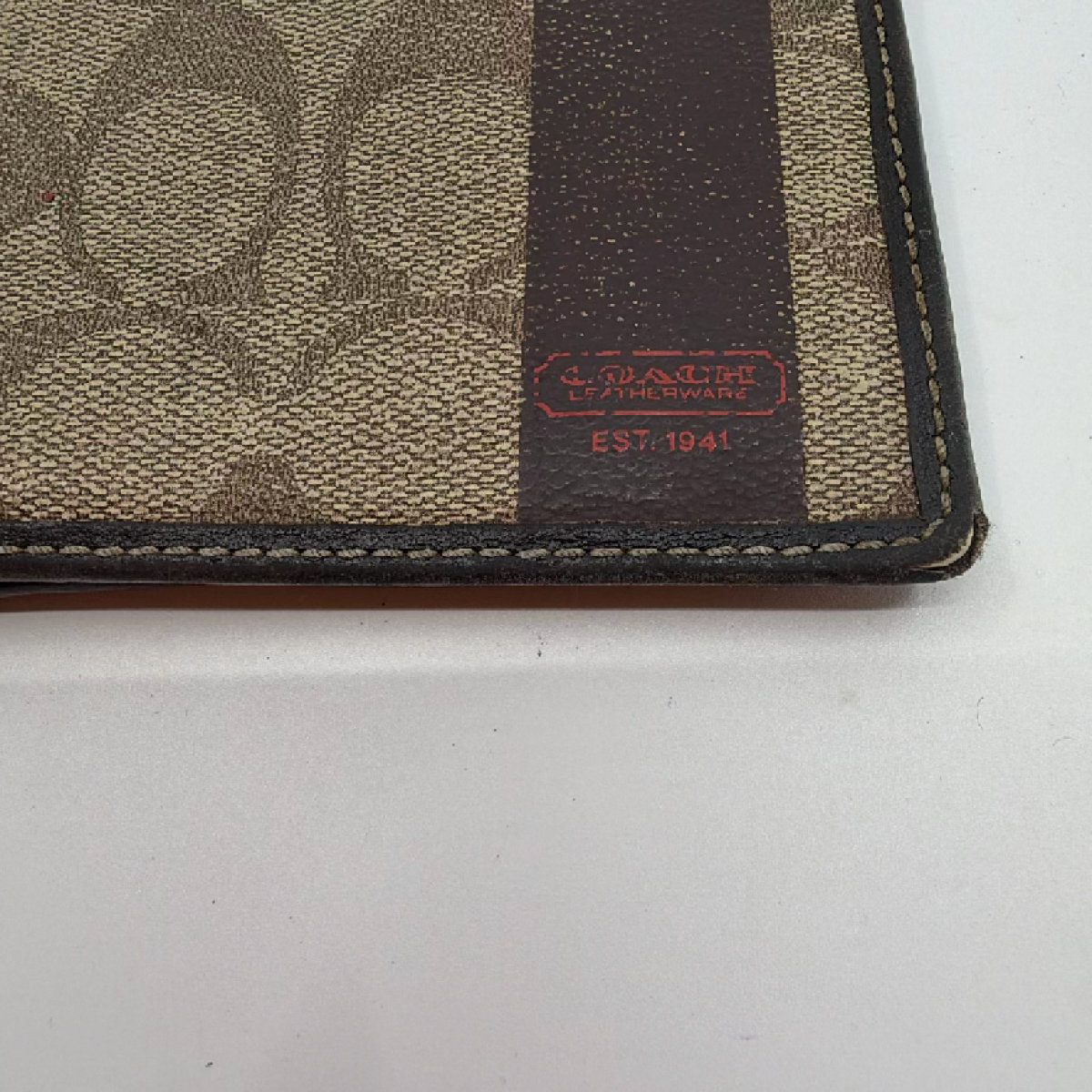 Coach Bifold Wallet Brown Signature Coated Canvas Wallet