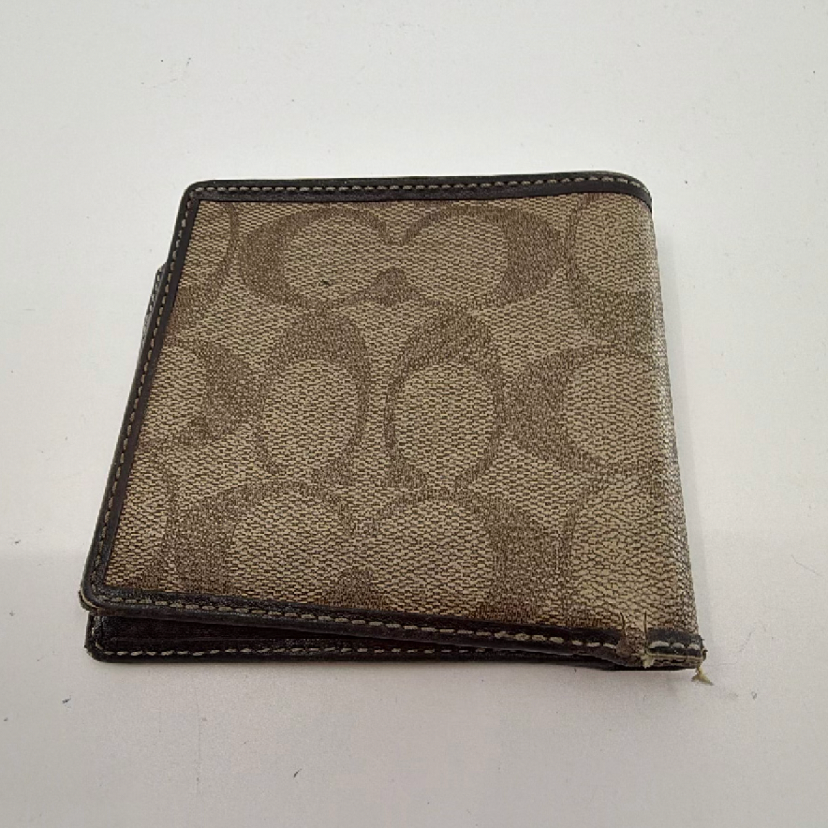 Coach Bifold Wallet Brown Signature Coated Canvas Wallet