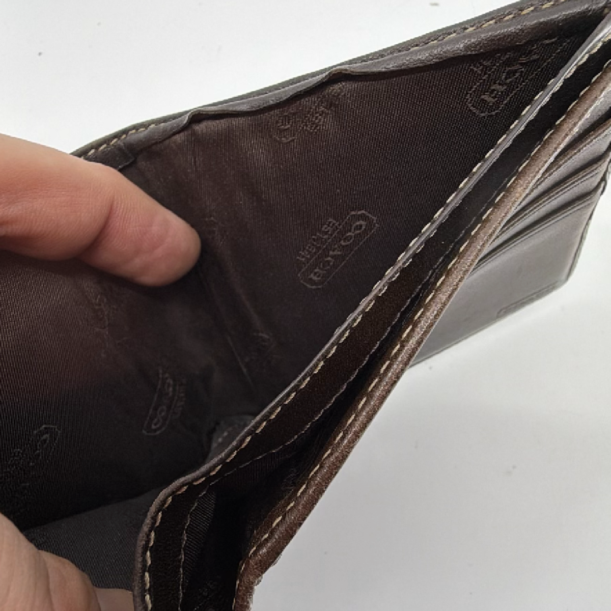 Coach Bifold Wallet Brown Signature Coated Canvas Wallet