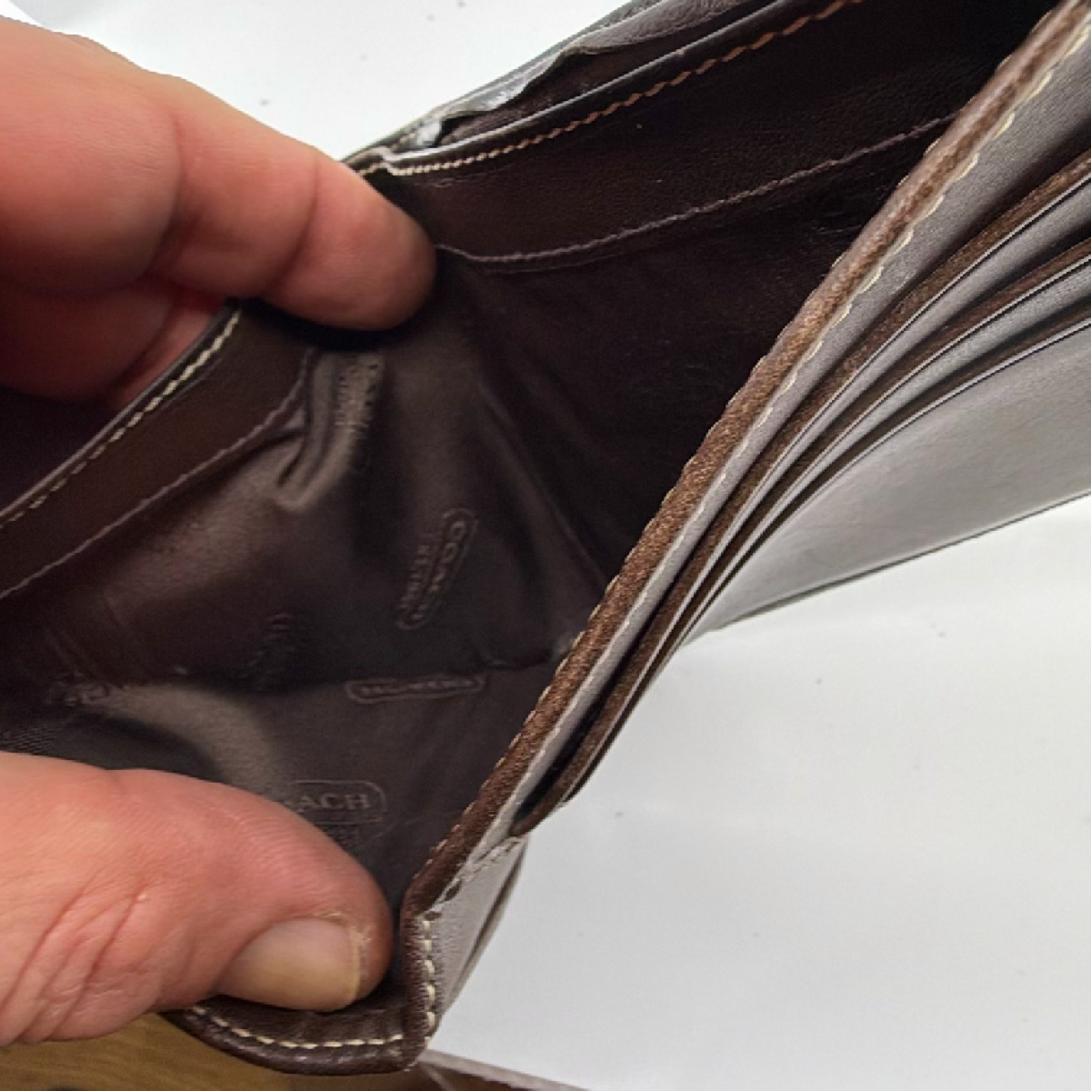 Coach Bifold Wallet Brown Signature Coated Canvas Wallet
