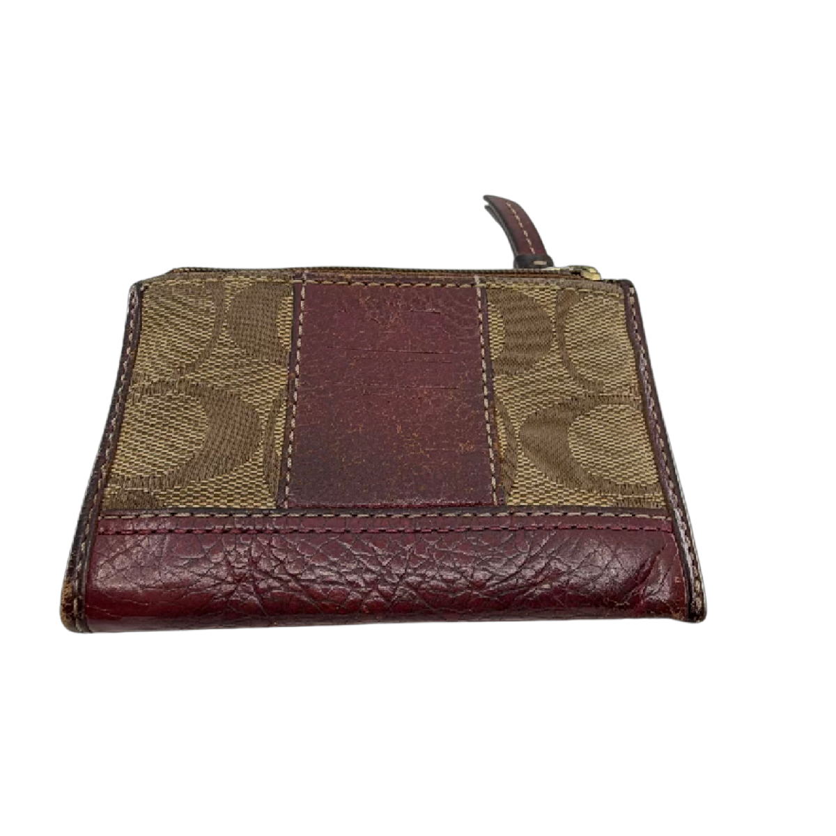 Coach Mini Skinny Brown Signature C Canvas & Leather Coin Case