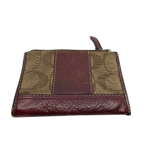Coach Mini Skinny Brown Signature C Canvas & Leather Coin Case