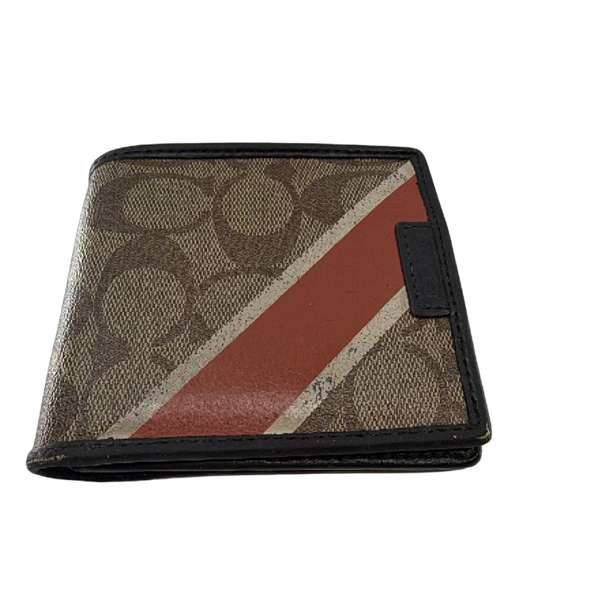 Coach Signature Stripe Brown Coated Canvas Wallet