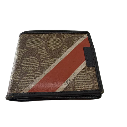 Coach Signature Stripe Brown Coated Canvas Wallet