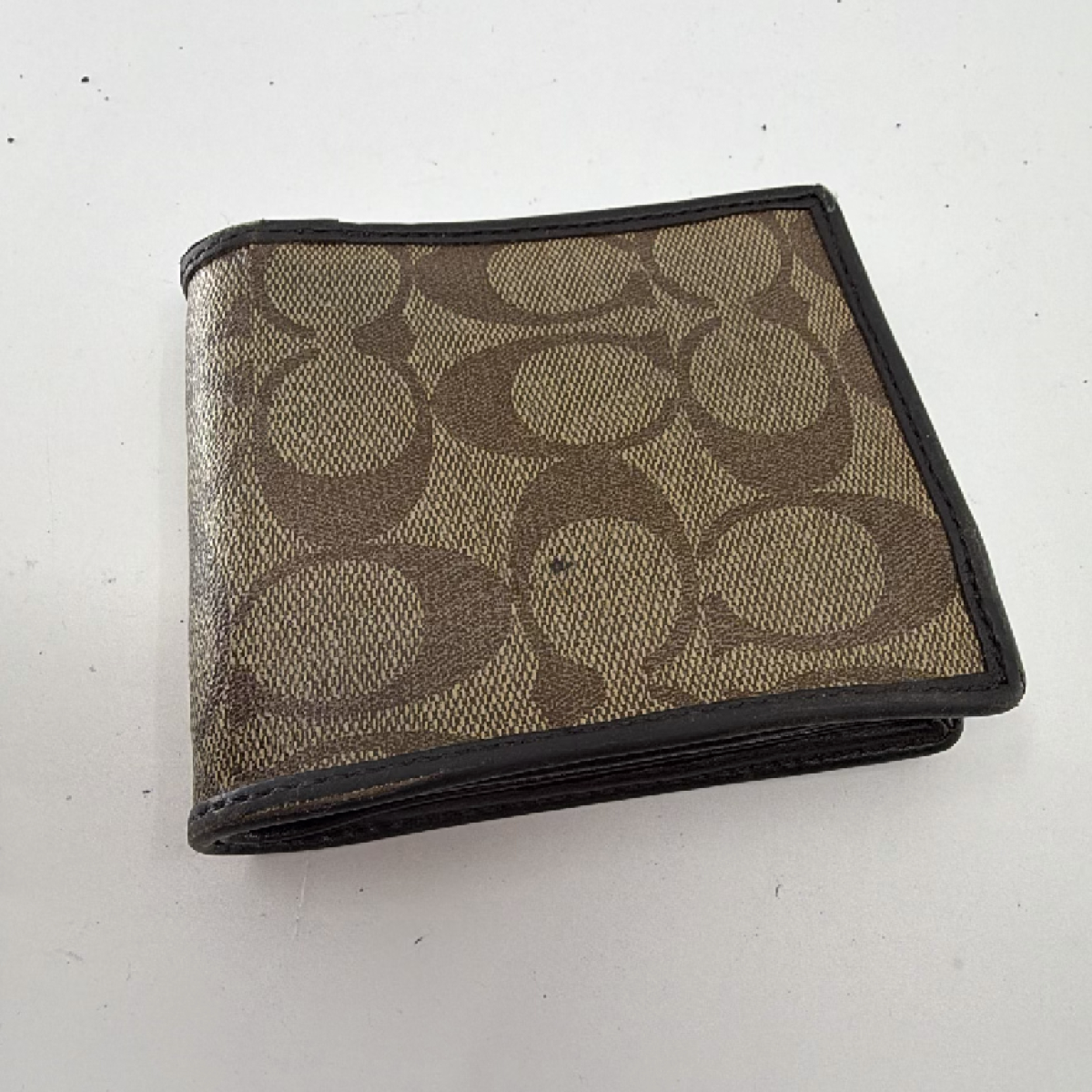 Coach Signature Stripe Brown Coated Canvas Wallet