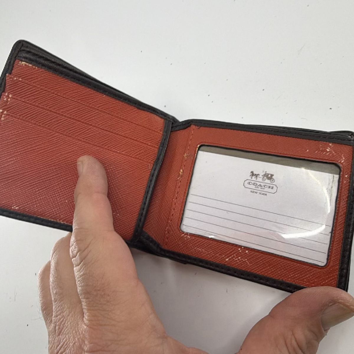 Coach Signature Stripe Brown Coated Canvas Wallet