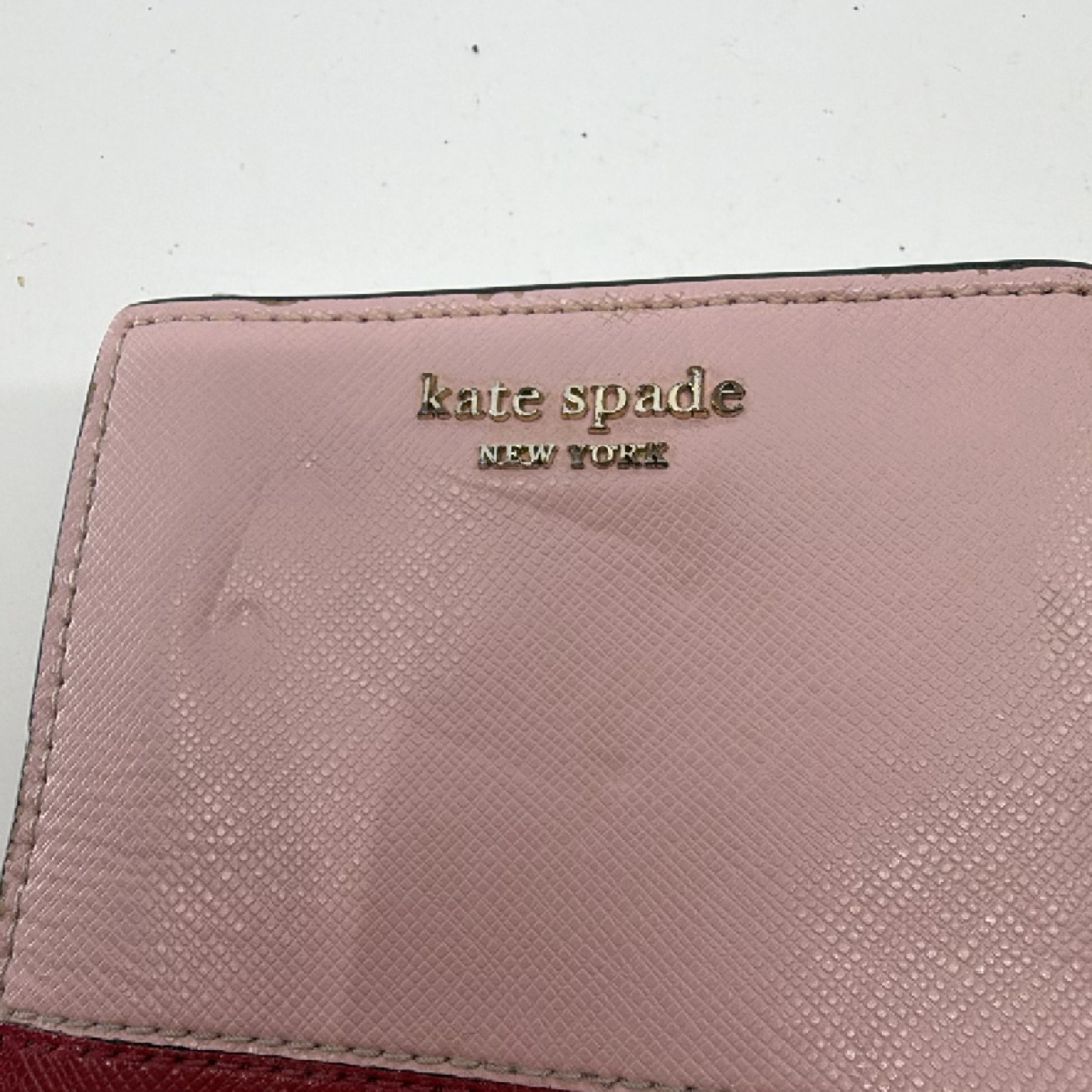 Kate Spade Compact Bifold Pink Saffiano Leather Wallet