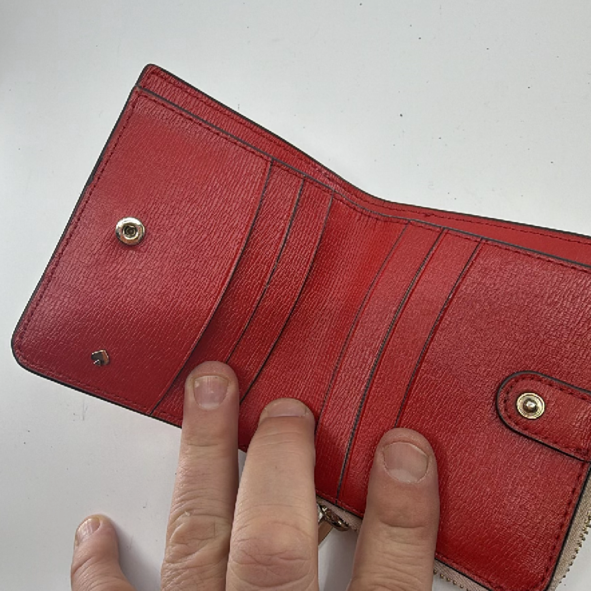 Kate Spade Compact Bifold Pink Saffiano Leather Wallet