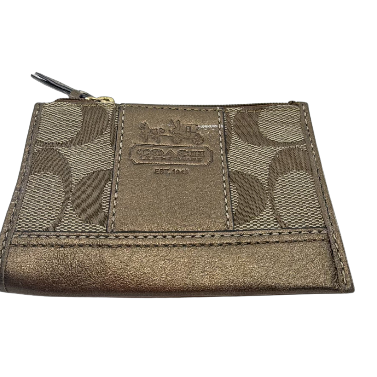 Coach Mini Skinny Brown Signature C Canvas Coin Case