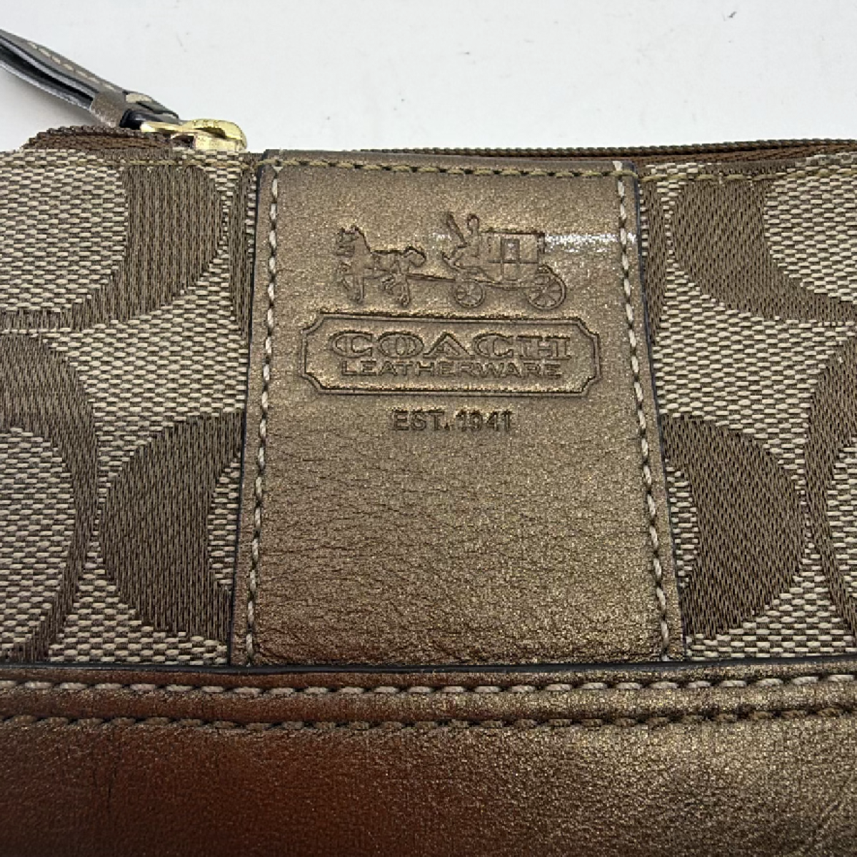 Coach Mini Skinny Brown Signature C Canvas Coin Case