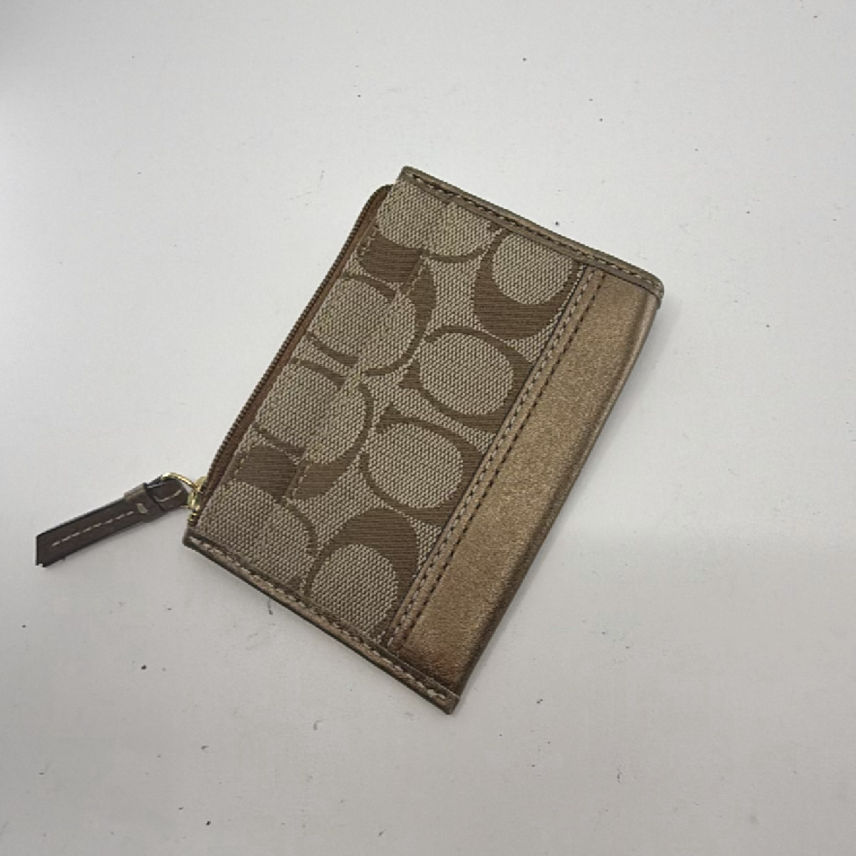 Coach Mini Skinny Brown Signature C Canvas Coin Case