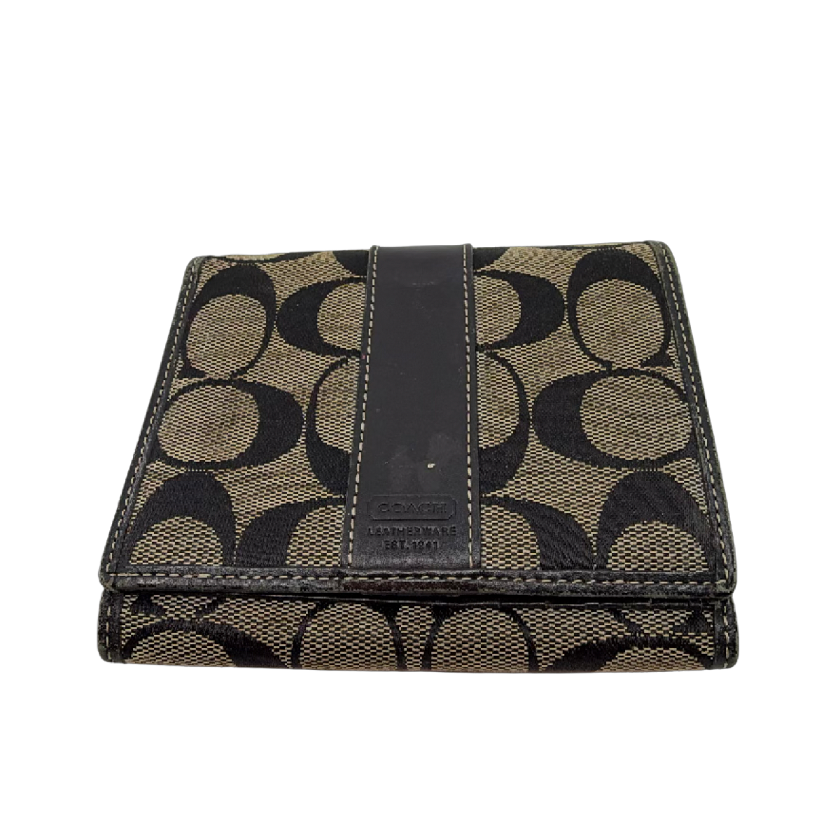 Coach Signature C Snap Black Canvas Leather Wallet