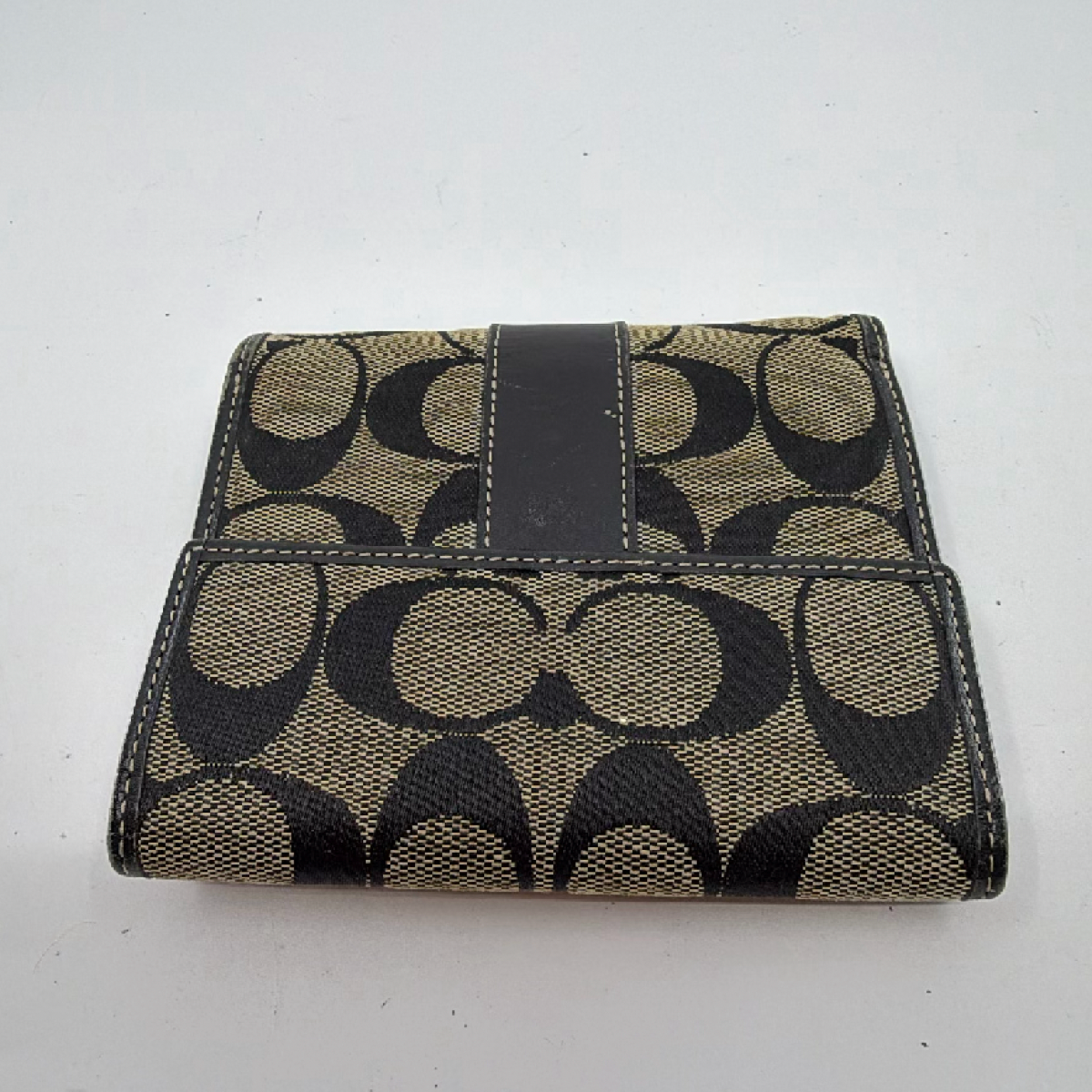 Coach Signature C Snap Black Canvas Leather Wallet