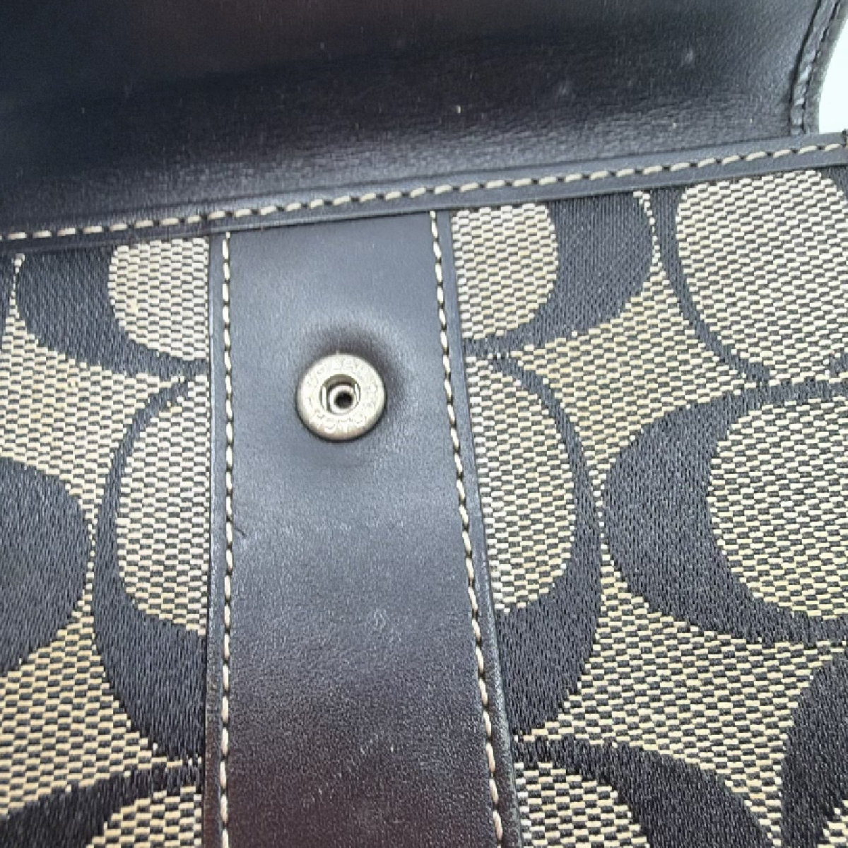 Coach Signature C Snap Black Canvas Leather Wallet