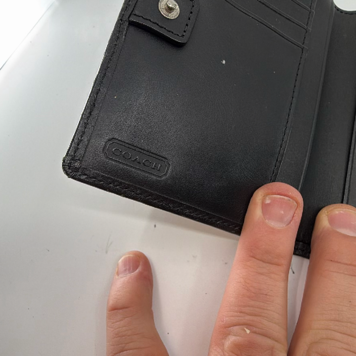 Coach Signature C Snap Black Canvas Leather Wallet