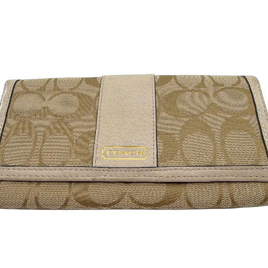 Coach Signature C Flap Beige Canvas Wallet