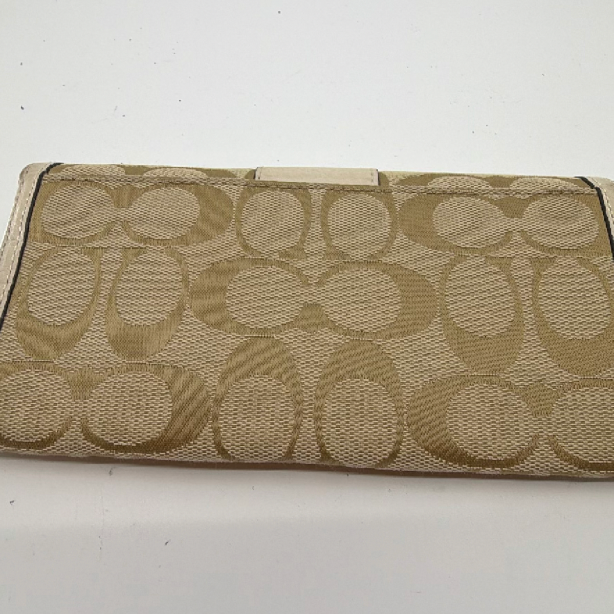Coach Signature C Flap Beige Canvas Wallet