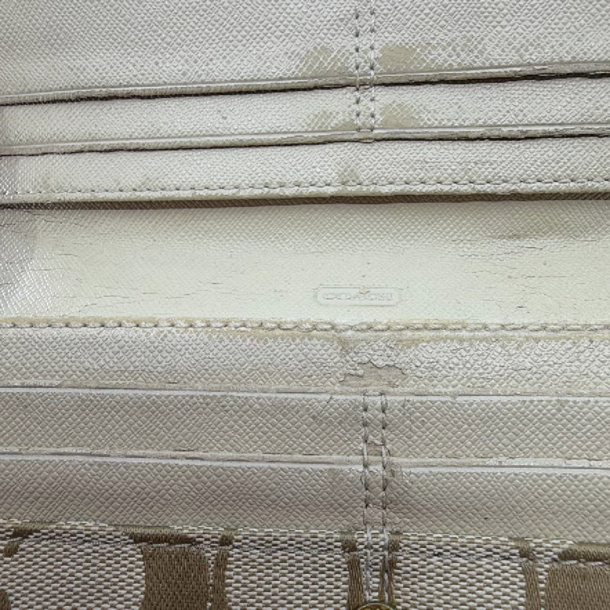 Coach Signature C Flap Beige Canvas Wallet
