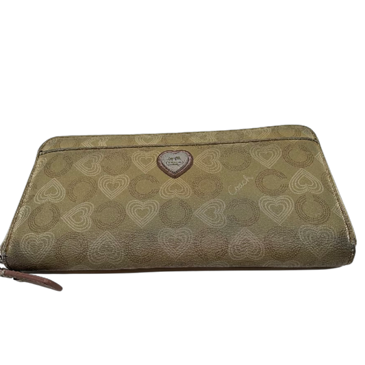 Coach Beige Heart C Coated Canvas Zip Around Wallet