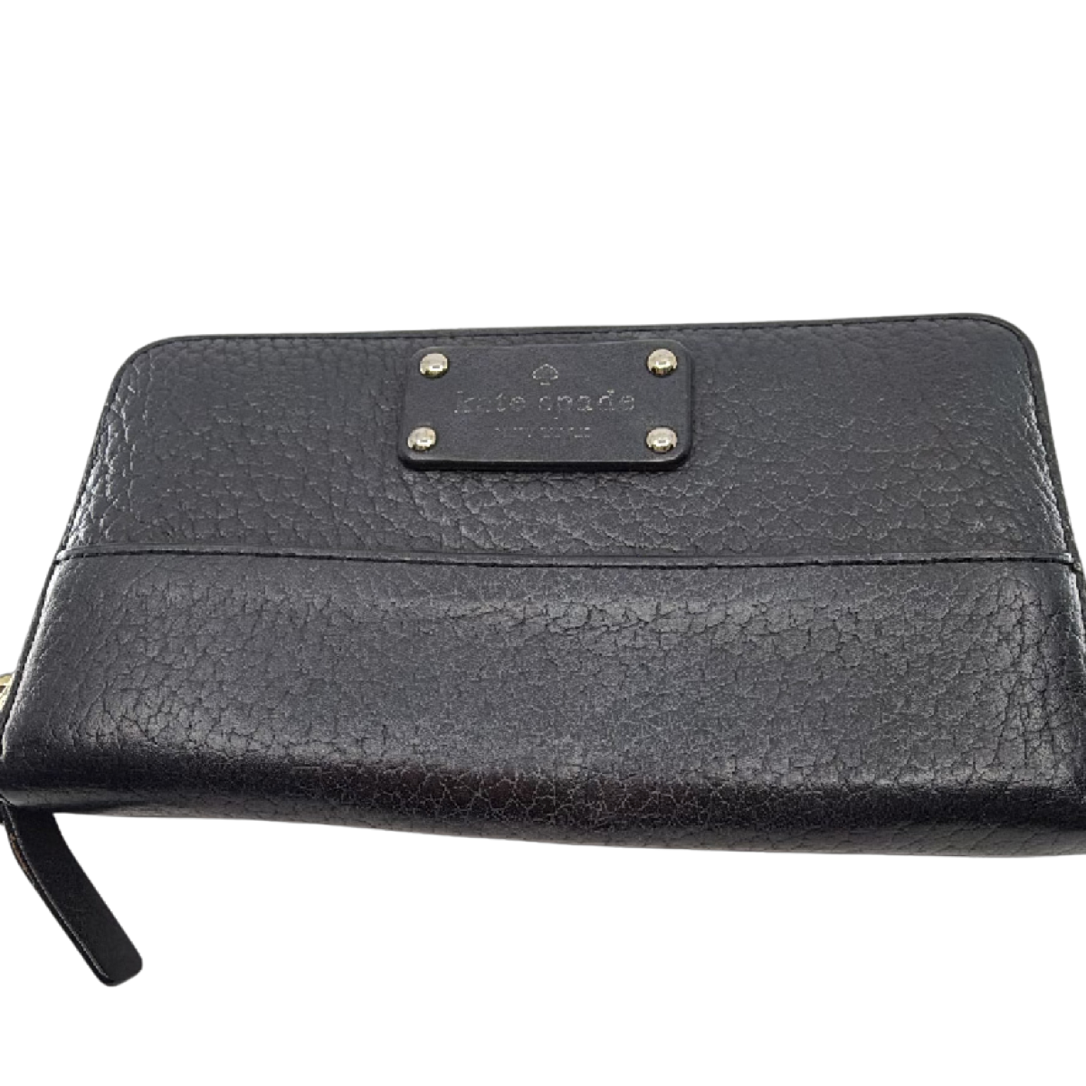 Kate Spade Zip Around Black Pebbled Leather Wallet