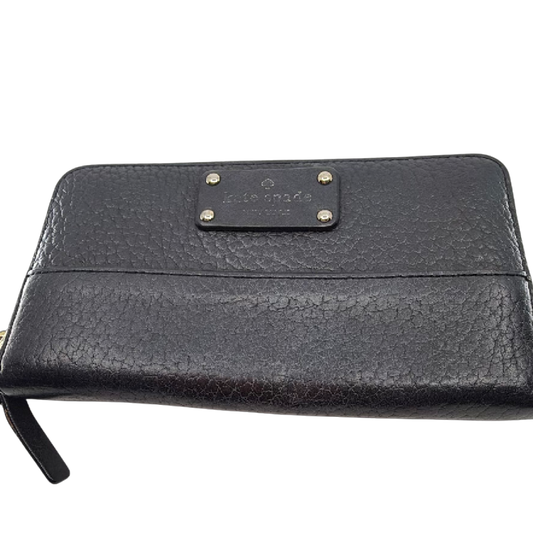 Kate Spade Zip Around Black Pebbled Leather Wallet