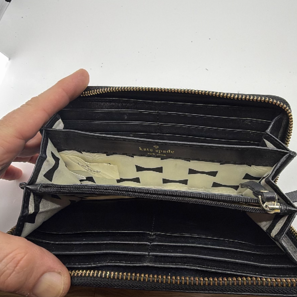 Kate Spade Zip Around Black Pebbled Leather Wallet