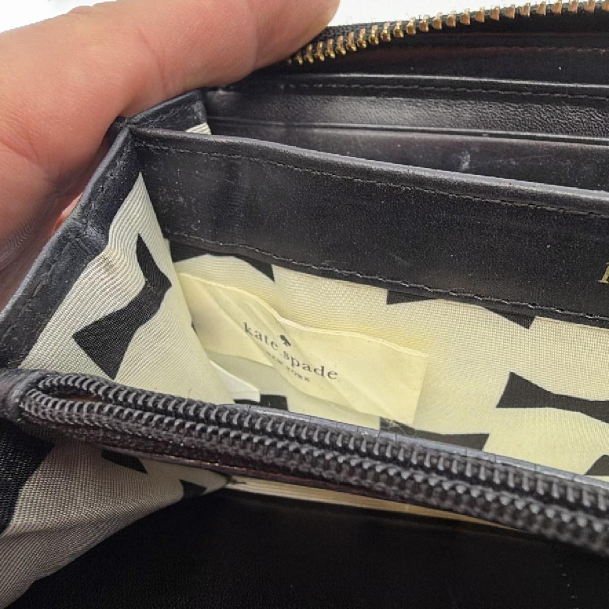 Kate Spade Zip Around Black Pebbled Leather Wallet