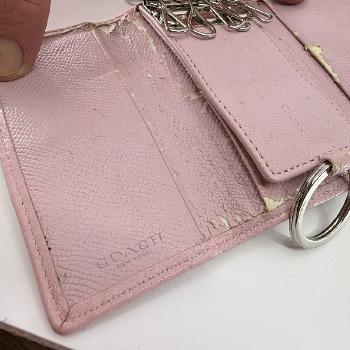 Coach 6-Ring Key Case Beige Signature C Canvas Key Case