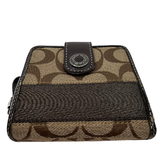 Coach Compact Brown Signature C Canvas Wallet