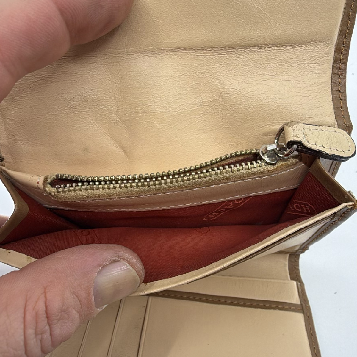 Coach Brown Signature C Canvas Leather Trifold Wallet