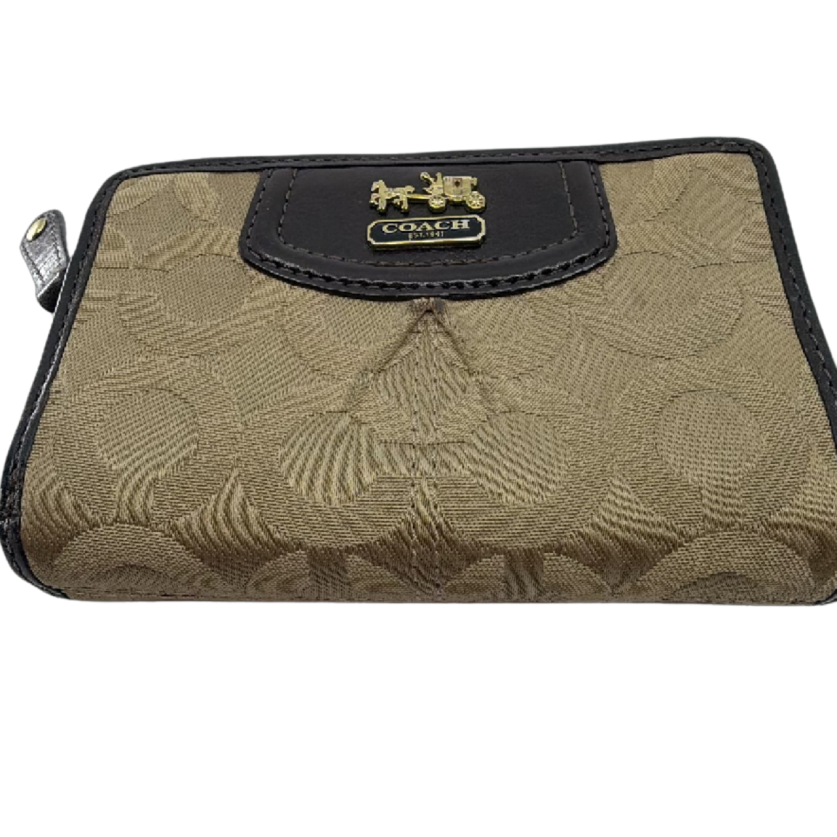 Coach Brown Signature Canvas Flap Wallet