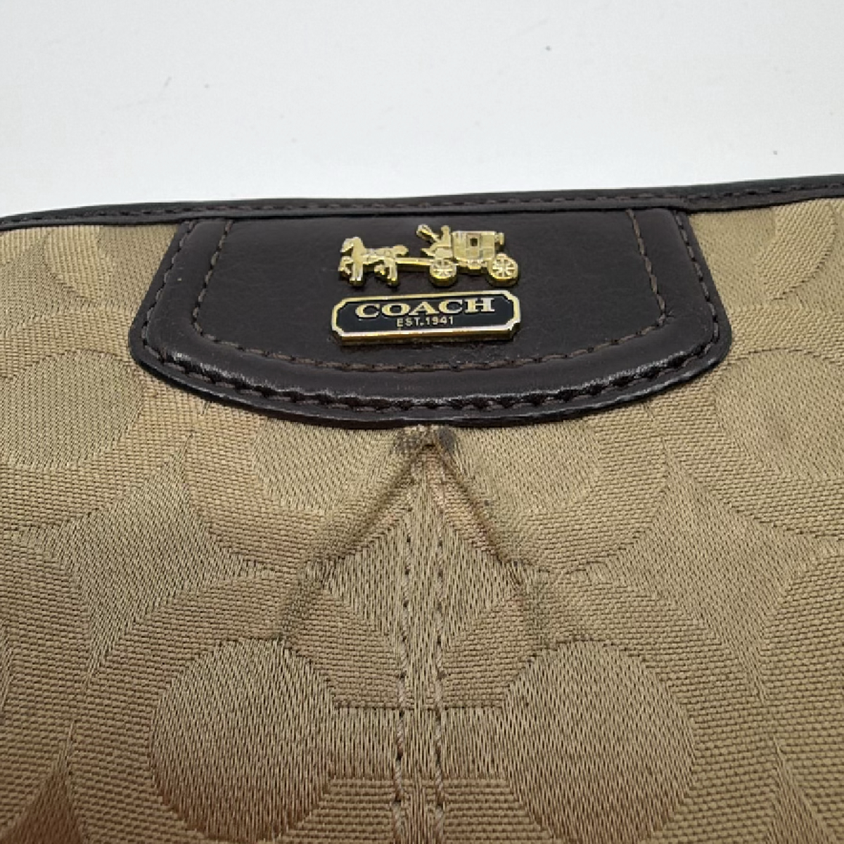 Coach Brown Signature Canvas Flap Wallet
