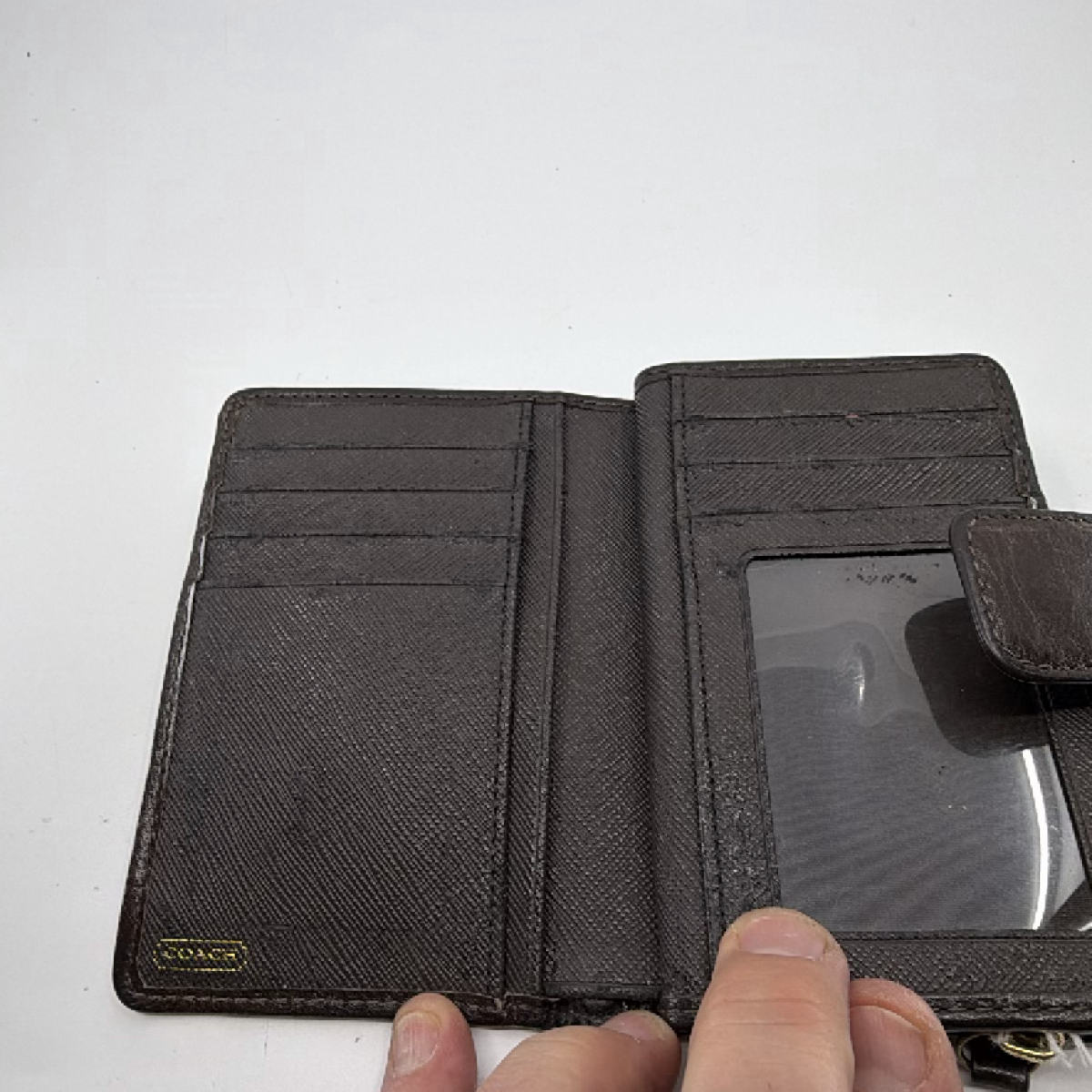 Coach Brown Signature Canvas Flap Wallet