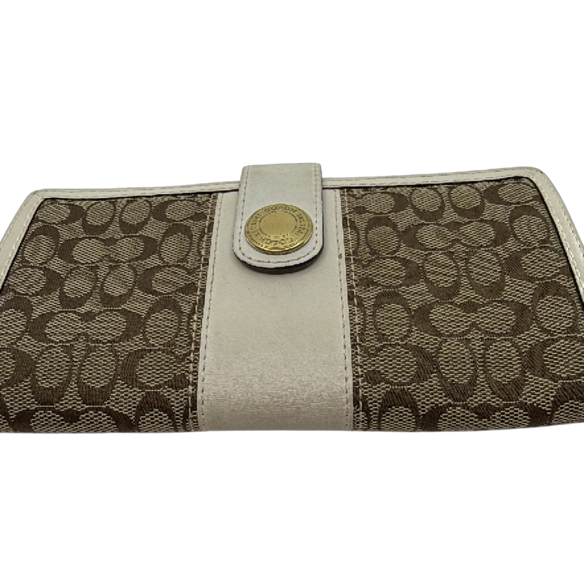 Coach Continental Brown Signature C Canvas Leather Wallet
