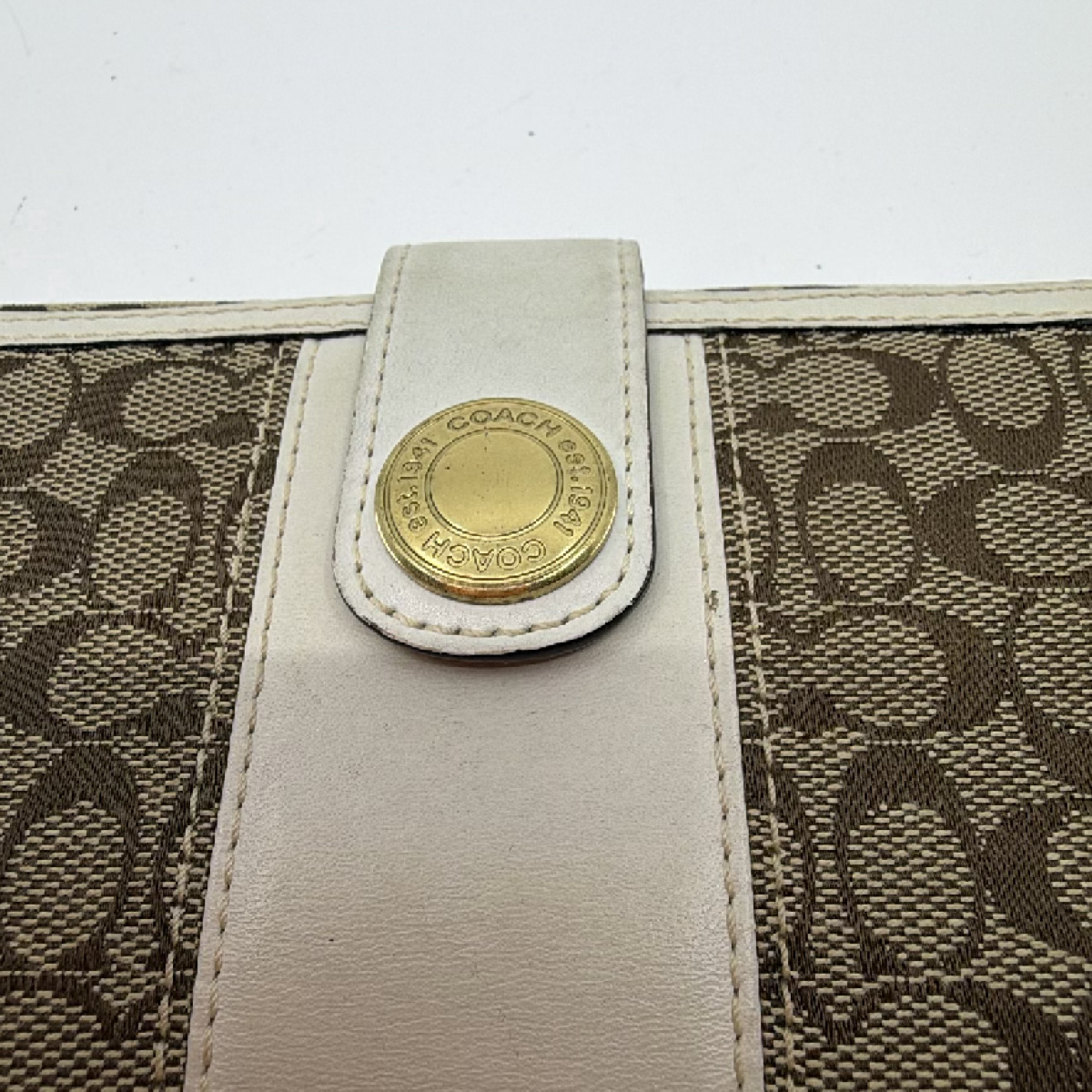 Coach Continental Brown Signature C Canvas Leather Wallet