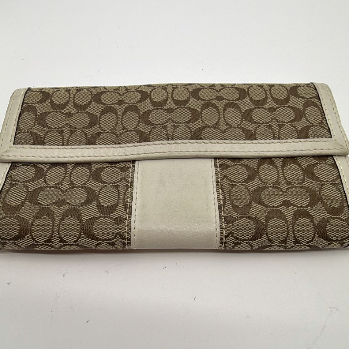 Coach Continental Brown Signature C Canvas Leather Wallet