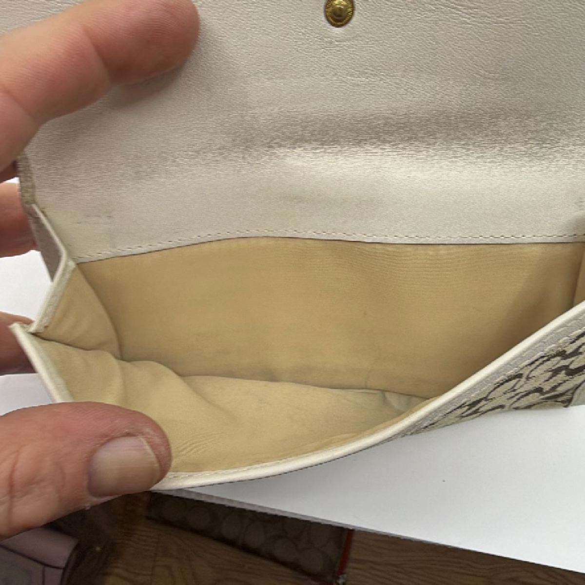 Coach Continental Brown Signature C Canvas Leather Wallet
