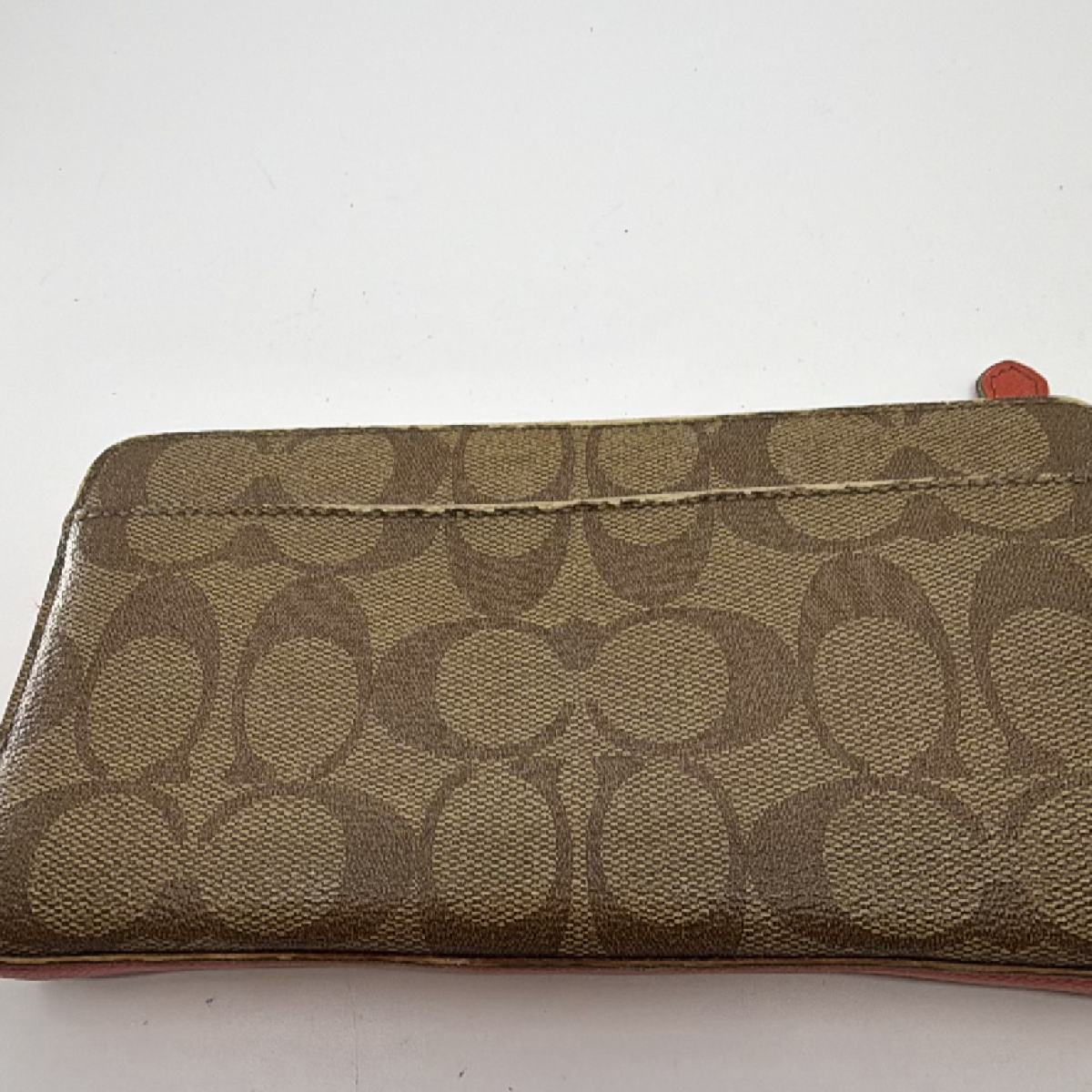 Coach Signature C Zip Around Brown Coated Canvas Wallet