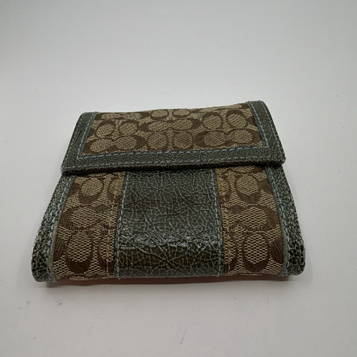 Coach Signature C Blue Leather Bifold Wallet
