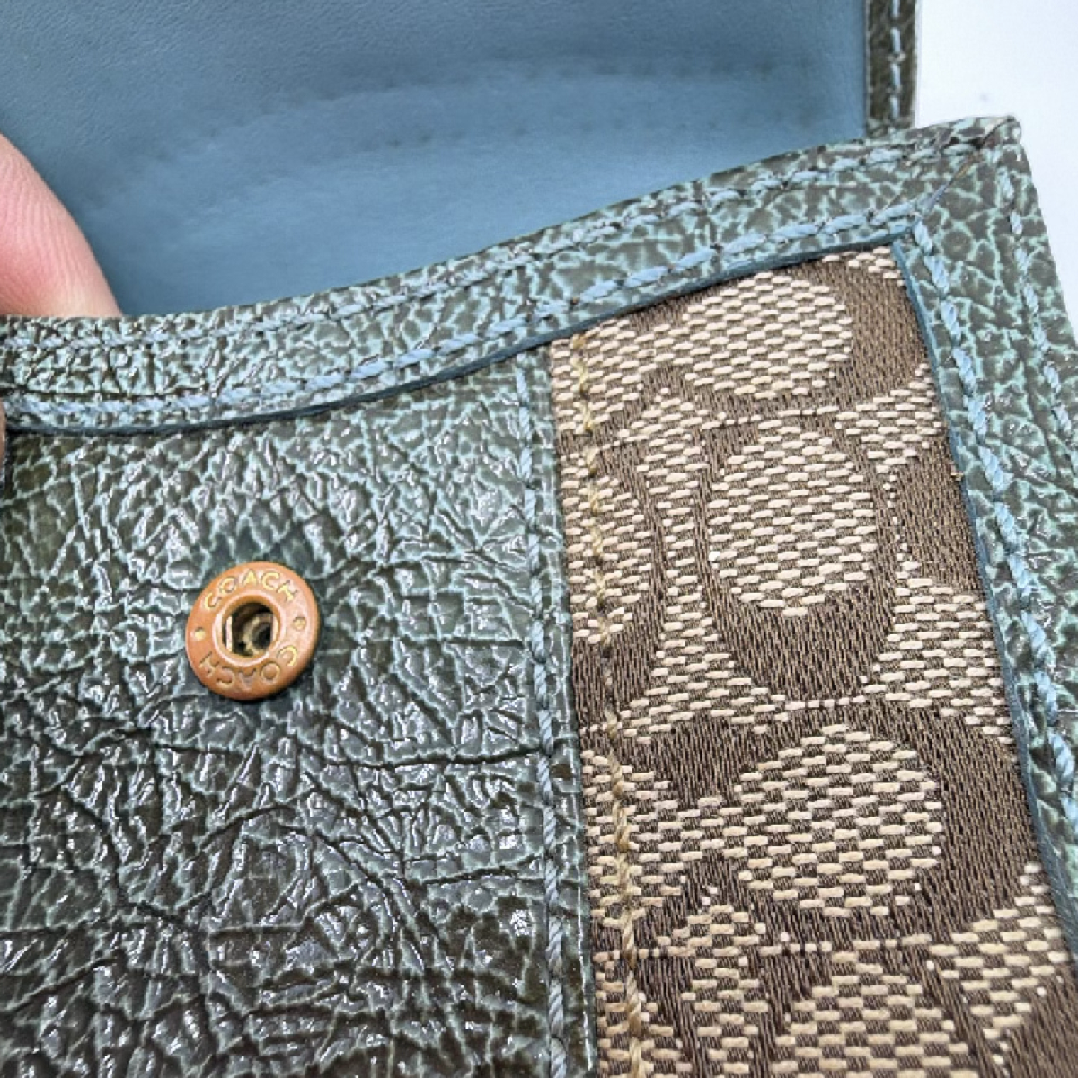 Coach Signature C Blue Leather Bifold Wallet