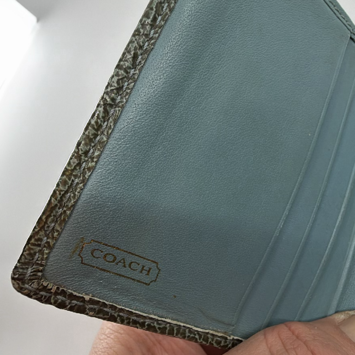 Coach Signature C Blue Leather Bifold Wallet