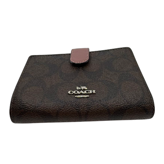 Coach Signature Coated Canvas Brown Small Snap Wallet