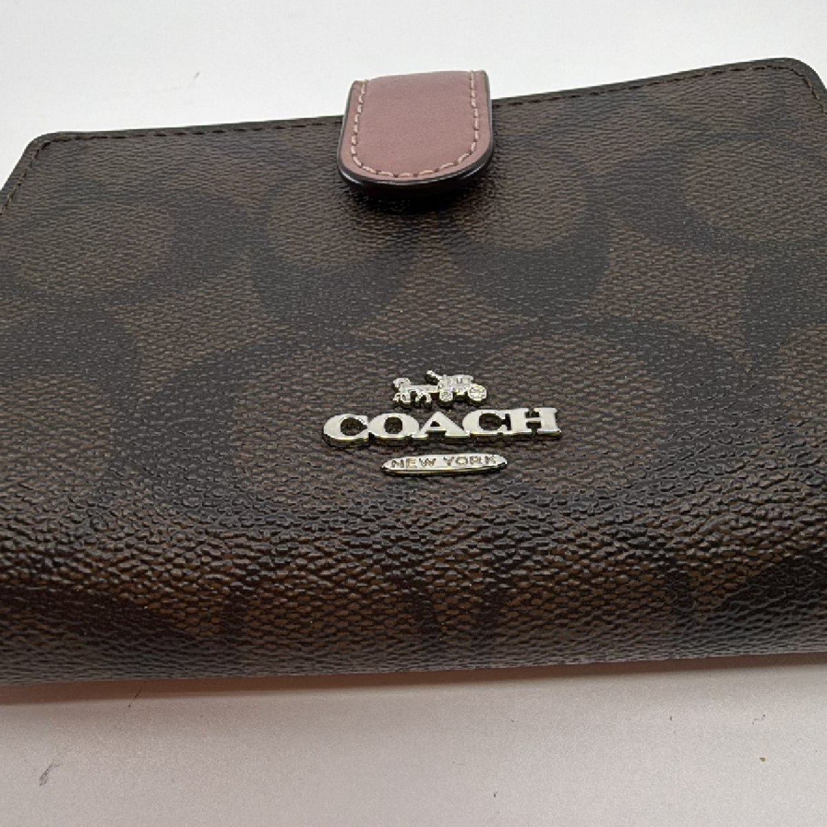 Coach Signature Coated Canvas Brown Small Snap Wallet